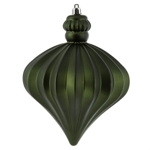 Vickerman 6&quot Onion Drop Christmas Ornaments in Matte Moss Green (Set of 4)