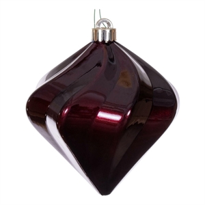 Vickerman Swirl Diamond UV Candy Christmas Ornaments in Burgundy Red (Set of 3)