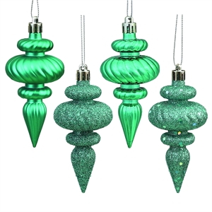 Vickerman 4&quot 4-finish Finial Christmas Ornaments in Teal Blue (Set of 8)