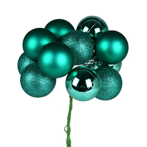 Vickerman 12&quot Plastic Ball Ornament Christmas Picks in Teal Blue (Set of 4)
