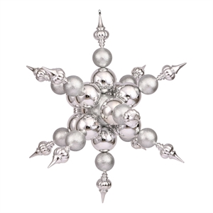 Vickerman 39&quot Shiny and Glitter Radical Snowflake Christmas Ornaments in Silver