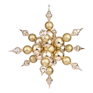 Vickerman 39&quot Shiny and Glitter Radical Snowflake Christmas Ornaments in Gold