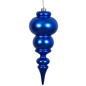 Vickerman 14&quot Plastic Finial Christmas Ornament in Matte Blue
