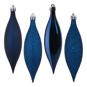 Vickerman 4-Finish Finial Drop Christmas Ornaments in Midnight Blue (Set of 8)