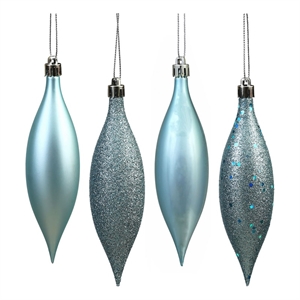 Vickerman 4-Finish Finial Drop Christmas Ornaments in Baby Blue (Set of 8)