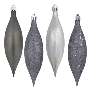 Vickerman 4-Finish Finial Drop Christmas Ornaments in Pewter (Set of 8)