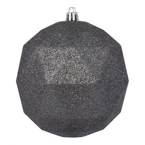 Vickerman 4.75&quot Geometric Ball Ornaments in Glitter Limestone Gray (Set of 4)