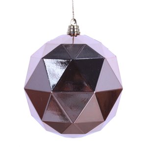 Vickerman 4.75&quot Geometric Ball Ornaments in Shiny Rose Gold (Set of 4)