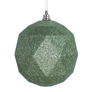 Vickerman 4.75&quot Geometric Ball Ornaments in Glitter Lime Green (Set of 4)