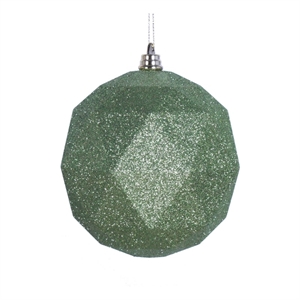 Vickerman 6&quot Geometric Ball Ornaments in Glitter Lime Green (Set of 4)