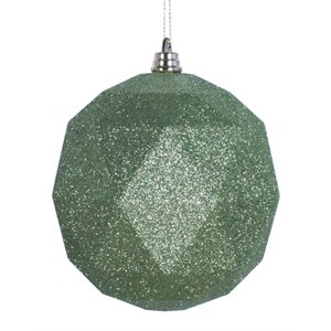 Vickerman 8&quot Contemporary Plastic Geometric Ball Ornament in Glitter Lime Green