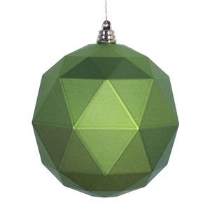 Vickerman 8&quot Contemporary Plastic Geometric Ball Ornament in Matte Lime Green