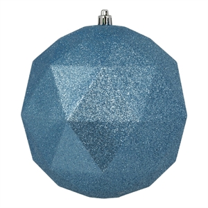 Vickerman 6&quot Geometric Ball Ornaments in Glitter Periwinkle Blue (Set of 4)