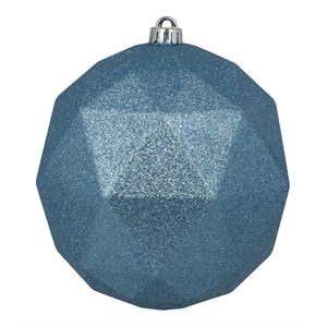 Vickerman 8&quot Plastic Geometric Ball Ornament in Glitter Periwinkle Blue
