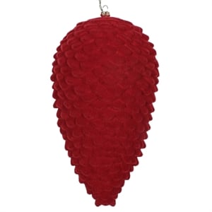 Vickerman 10&quot Plastic Pinecone Christmas Ornament in Flocked Burgundy Red