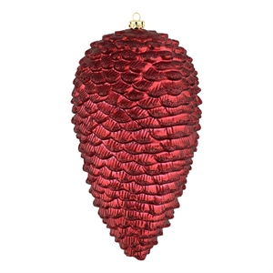 Vickerman 7&quot Pinecone Christmas Ornaments in Matte/Glitter Wine Red (Set of 4)
