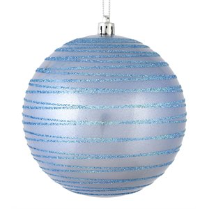 Vickerman 4&quot Glitter Lines Ball Ornaments in Candy Lilac Blue (Set of 4)