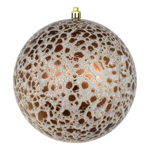 Vickerman 6&quot Plastic Crackle Ball Ornaments in Mocha Brown (Set of 4)