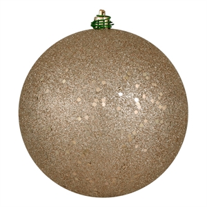 Vickerman 8&quot Contemporary Plastic Ball Ornament in Sequin Oat Beige