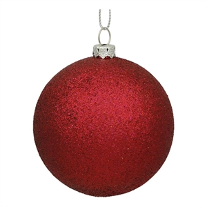 Vickerman 4&quot Plastic Ball Ornaments in Glitter Wine Red (Set of 6)