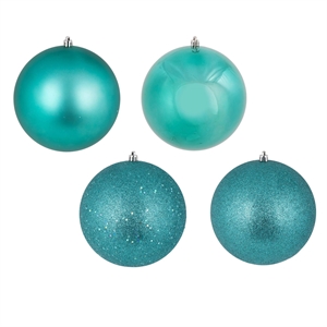 Vickerman 6&quot 4-Finish Ball Ornament Assortment in Teal Blue (Set of 4)