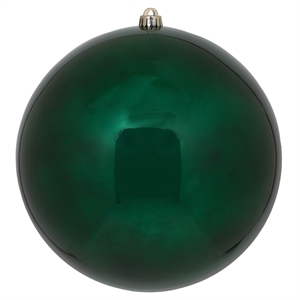 Vickerman 4&quot Plastic Ball Ornaments in Shiny Midnight Green (Set of 6)