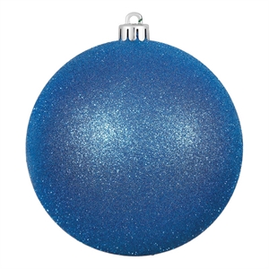 Vickerman 4&quot Plastic Ball Ornaments in Glitter Blue (Set of 6)