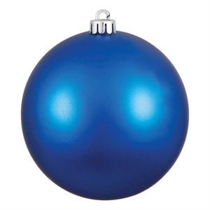 Vickerman 6&quot Plastic Ball Ornaments in Matte Blue Finish (Set of 4)