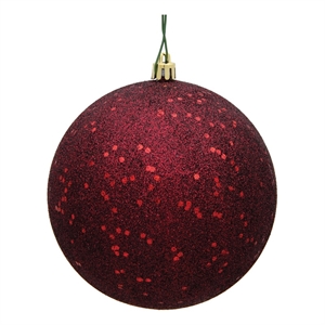 Vickerman 6&quot Plastic Ball Ornaments in Sequin Burgundy Red (Set of 4)