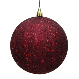 Vickerman 8&quot Contemporary Plastic Ball Ornament in Sequin Burgundy Red
