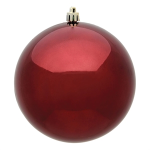 Vickerman 6&quot Plastic Ball Ornaments in Shiny Burgundy Red (Set of 4)