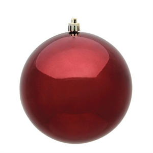 Vickerman 10&quot Contemporary Plastic Ball Ornament in Shiny Burgundy Red