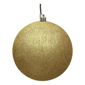Vickerman 4&quot Plastic Ball Ornaments in Glitter Gold (Set of 6)