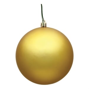 Vickerman 4&quot Plastic Ball Ornaments in Matte Gold Finish (Set of 6)