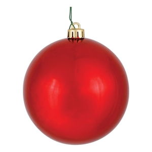 Vickerman 4.75&quot Plastic Ball Ornaments in Shiny Red (Set of 4)