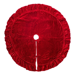 Vickerman 72&quot Plush Velvet Fabric Christmas Tree Skirt in Red