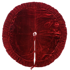Vickerman 72&quot Plush Velvet Fabric Christmas Tree Skirt in Wine Red