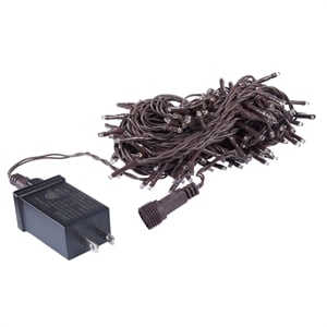 Vickerman 24' Plastic Brown Wire Christmas Cluster Light Set in Warm White