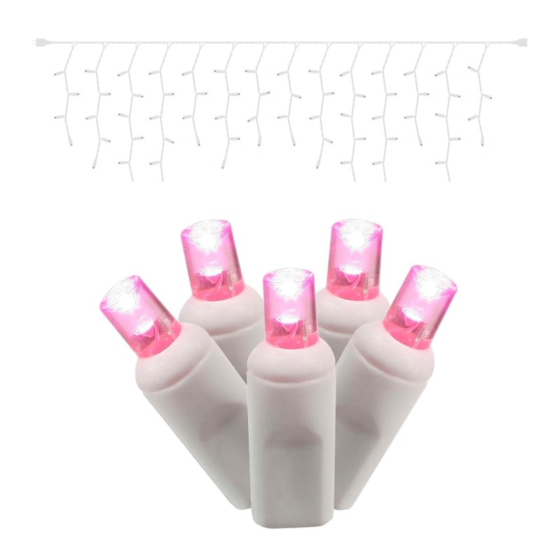 Vickerman 9' Color Box Angle LED Icicle Christmas Light Set in Pink