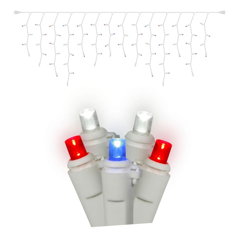 Vickerman 9' Color Box Angle LED Icicle Christmas Light Set in Red/White/Blue