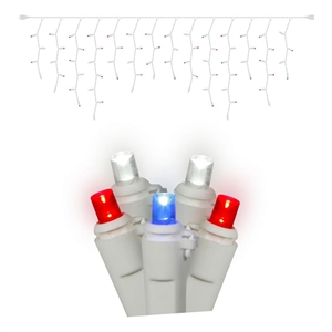 Vickerman 9' Color Box Angle LED Icicle Christmas Light Set in Red/White/Blue