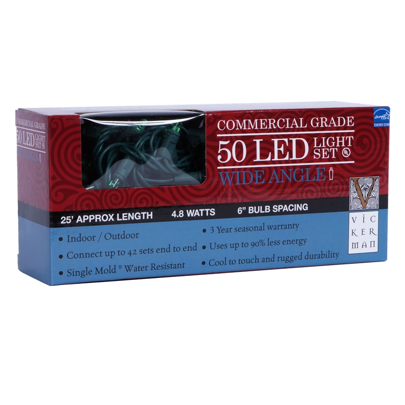Vickerman 25' Wide Angle LED Color Box Christmas Light Set in Lime Green