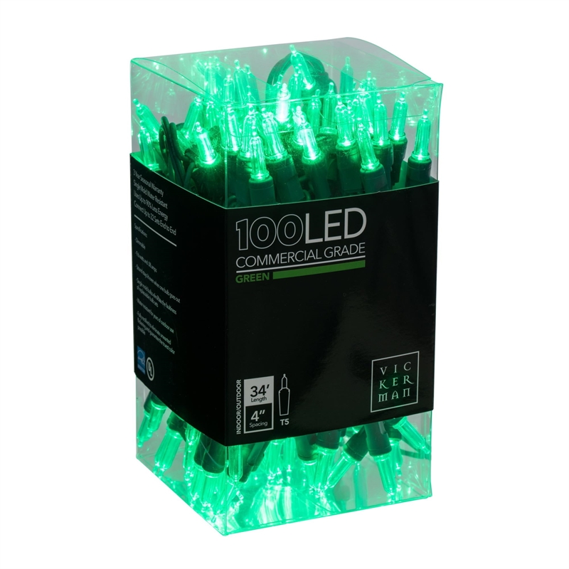 Vickerman 34' Color Box Italian LED Christmas Light Set in Green