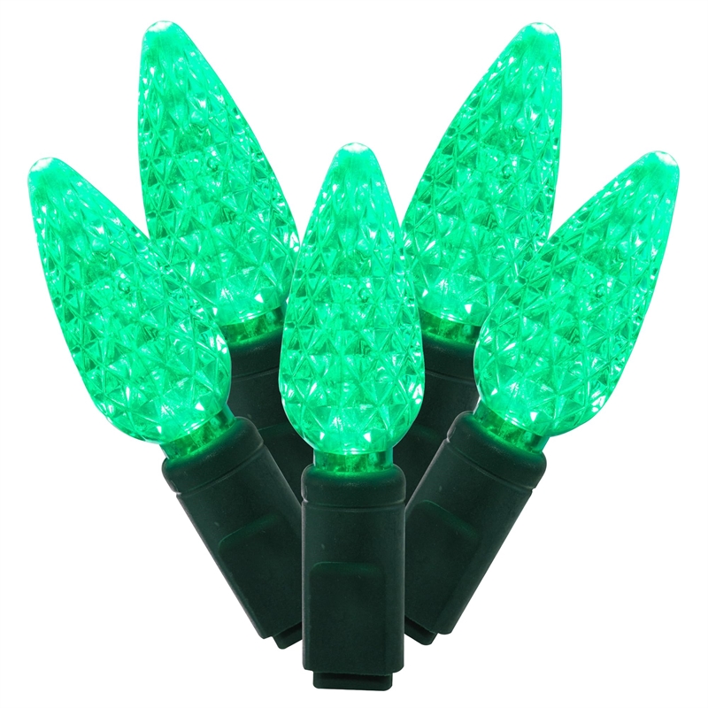 Vickerman 34' Color Box Single  C6 LED Christmas Light Set in Green