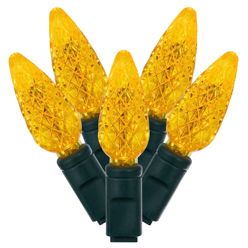 Vickerman 25' Color Box Single  C6 LED Christmas Light Set in Yellow