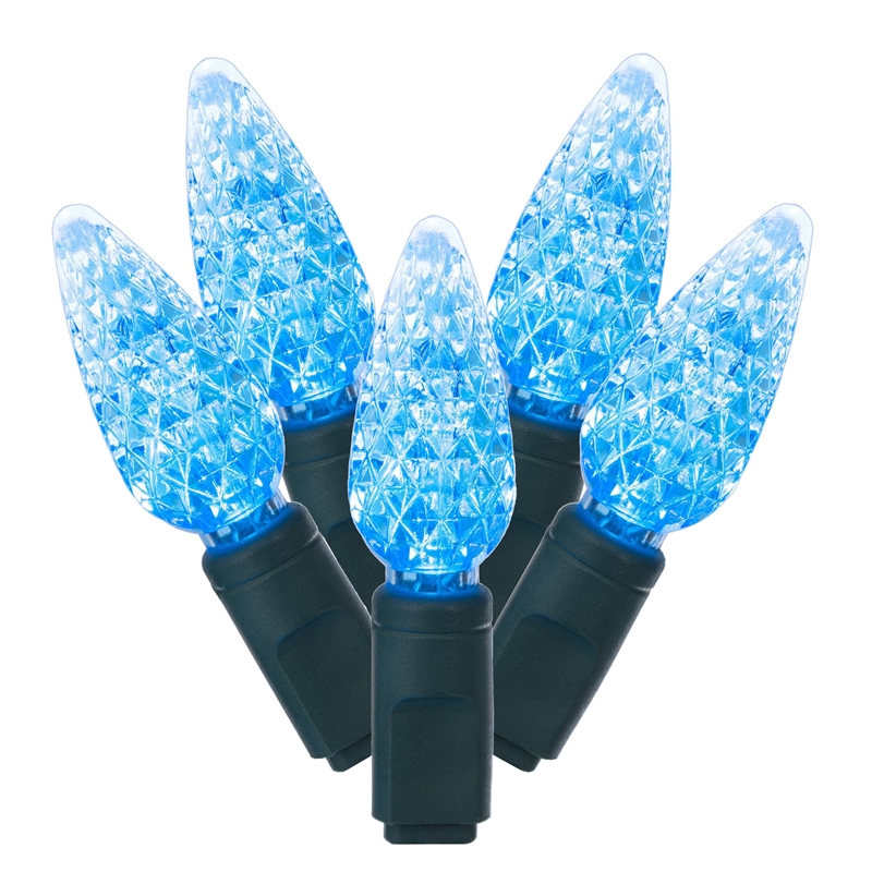 Vickerman 34' Color Box Single  C6 LED Christmas Light Set in Teal Blue