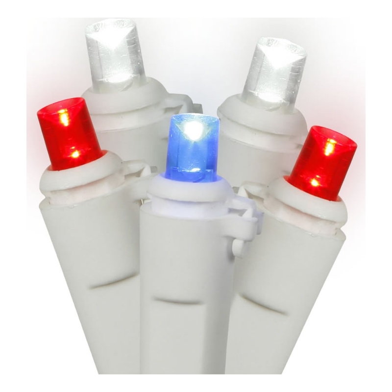 Vickerman 25' Wide Angle LED Color Box Christmas Light Set in Red/White/Blue
