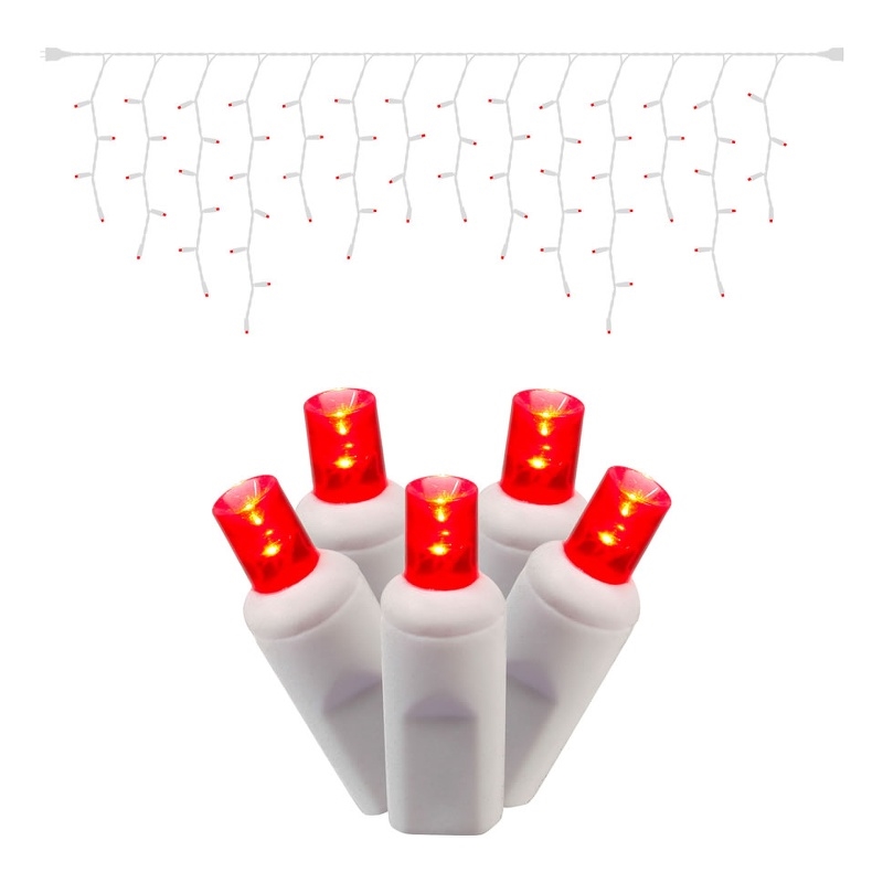 Vickerman 9' Color Box Angle LED Icicle Christmas Light Set in Red