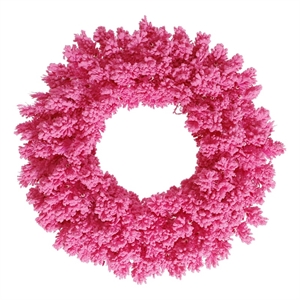 Vickerman 30&quot Plastic Fir Artificial Christmas Wreath in Flocked Pink