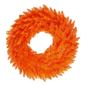 Vickerman 24&quot Plastic Fir Artificial Christmas Wreath in Orange
